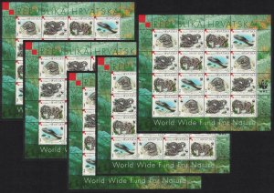 Croatia WWF Orsini's Viper Snake 5 Sheetlets A 1999 MNH SC#391 a-d