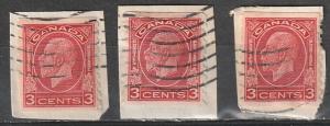 #207 Canada Used George V Coils on paper