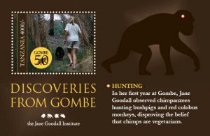 Tanzania - Goodall & Chimps -  Stamp S/S TAN1019