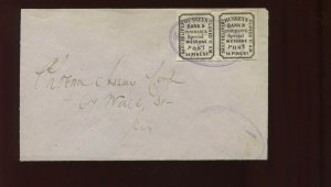 87L43 Hussey's Post New York Local Stamp Pair Tied on Local NYC Cover (87L43 A2)