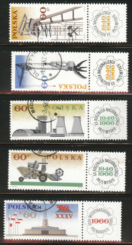 Poland Scott 1388, 1390-91, 1393-94 Used CTO short set