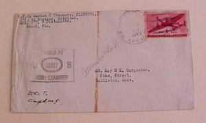 US  ASCENSION ISLAND APO 877 CENSOR COVER 1943