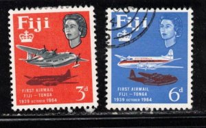 FIJI Scott # 208-9 MH & Used - QEII & First Airmail To Tonga