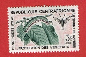 CENTRAL AFRICAN REPUBLIC SCOTT#54 1965 3f HAWK-MOTH - MNH