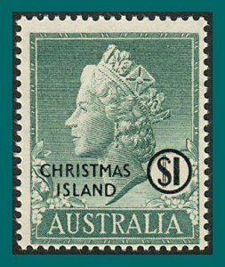 Christmas Island 1958 Queen Elizabeth, $1 mint #10,SG10