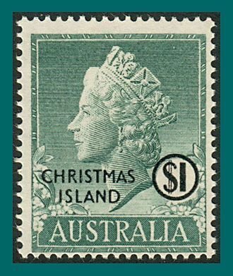 Christmas Island 1958 Queen Elizabeth, $1 mint #10,SG10