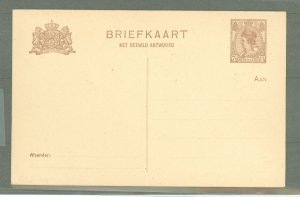 Netherlands  1916/21 7 1/2c + 7 1/2 reply card
