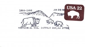 US COVER WITH SPECIAL EVENT CANCEL CENTENNIAL STATION BUFFALO GAP SOUTH DAKOTA