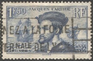 FRANCE 1934 Sc 297 Used VF 1.50F Jacques Cartier, Explorer of Canada