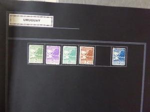 Uruguay Airmail Stamp Collection 1959-1974 on European Album Pages