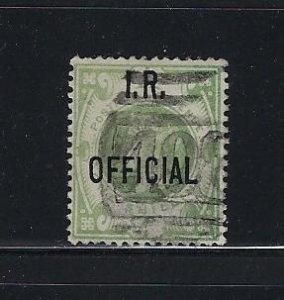 GREAT BRITAIN SCOTT #O12 1888-89  I.R. OFFICIAL 1SH   (GREEN) - USED