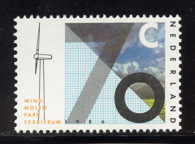 Netherlands 678 MNH, Sexbierum Windmill Test Station Issue from 1986.
