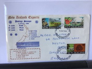 New Zealand 1969 Fruit Wool Meat Exports souvenir stamps cover Ref R25935