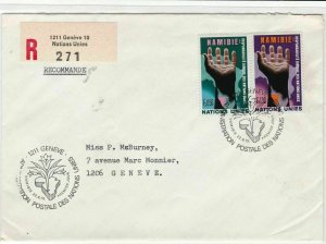 Geneva United Nations 1975 Registered stamps cover ref 21704