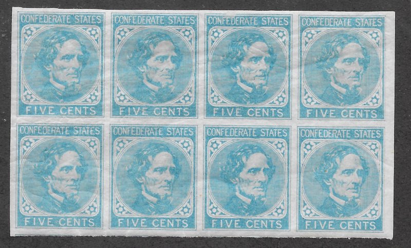 CSA #6 MNH, 5c., Original Gum, Block of 8, Free Insured Shipping