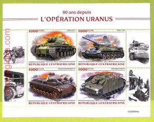 B0155-CENTRAL AFRICAINE - MISPERF ERROR Stamp Sheet-2022,Military,Operation Uranus-