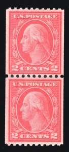 MOMEN: US STAMPS #450 COIL PAIR MINT OG NH XF CHOICE $275 LOT #79898