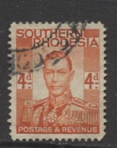 Southern Rhodesia- Scott 45 - KGVI - Definitive -1937 -FU- Single 4d Stamp