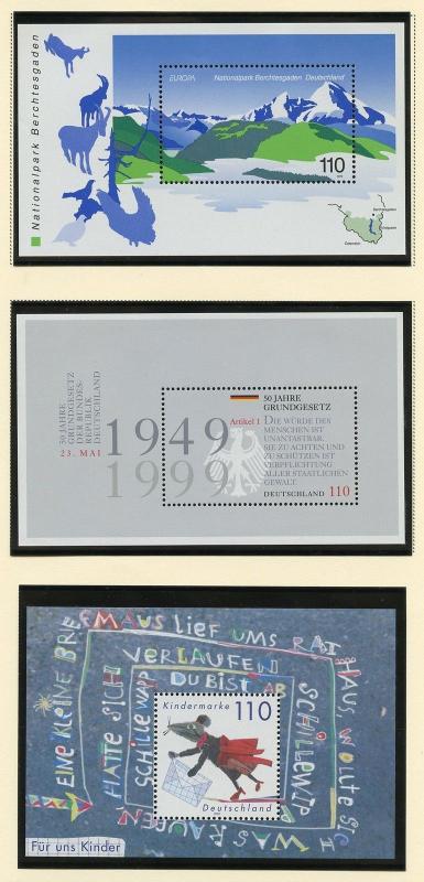 GERMANY 1999 SELECTION OF MINT NEVER  HINGED  & USED STAMPS FACE VALUE 61.88  DM