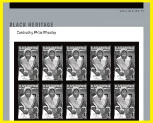 US 6053a Black Heritage Phillis Wheatley imperf NDC header block 10 MNH 2026