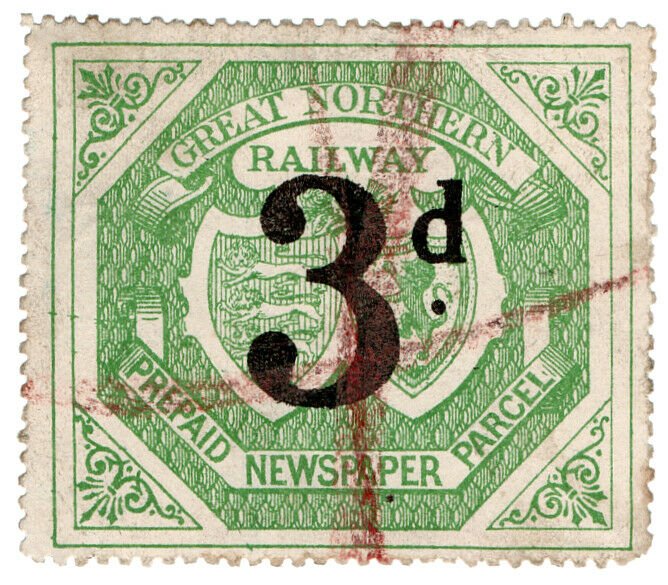 (I.B) Great Northern Railway : Newspaper Parcel 3d (large format)