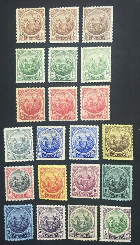 MOMEN: BARBADOS SG #181-191,199-200,200a 1916-20 MINT OG H £500++ LOT #60660