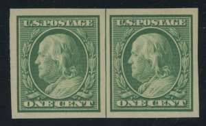 USA 343 - 1 cent Double Line Wmk Imperf - XF Mint nh line pair
