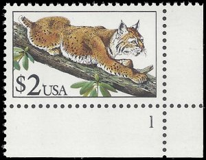 #2482 $2.00 Flora & Fauna Bobcat P# 1990 Mint NH