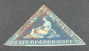 MOMEN: CAPE OF GOOD HOPE SG #6 SCARCE RED CANCEL USED LOT #63692