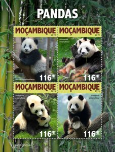 Mozambique 2019 MNH Wild Animals Stamps Pandas Giant Panda Bears 4v M/S