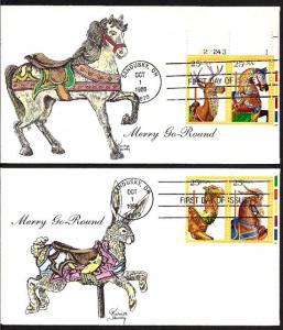 #2390 - 2393  Carousel - Karen Sabinsky Hand Painted FDC