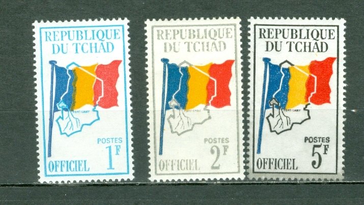 CHAD 1961 FLAGS  #67-69 SET MINT NO THINS