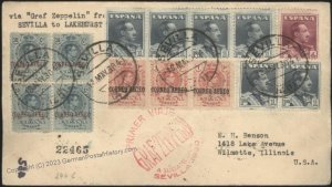 Spain Germany 1930 Graf Zeppelin Seville Mi66A Lakehurst Flown Cover 110727