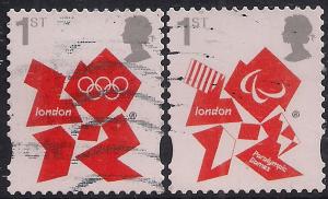 GB 2012 QE2 1st x 2 London Olympic Paralympic Games Emblem SG 3250/51 ( L656 )