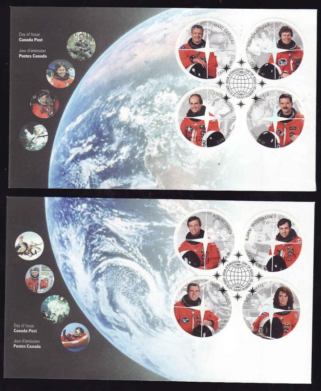 Canada-Sc#1999-stamps on 2 FDCs-Space-Canadian Astronauts-2003-