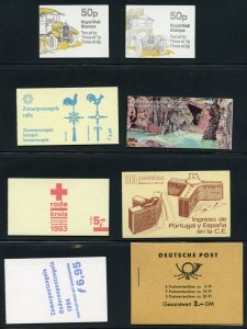 WORLD-WIDE  LOT  OF 12 COMPLETE UNEXPLODED BOOKLETS MINT NEVER HINGED AS SHOWN