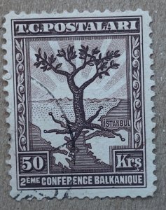 Turkey 1931 50k 2nd Balkan Conference (Olive Trees), used. Scott 735, CV $1.25