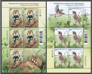 Belorussia Belarus 2021 Europa CEPT Rare fauna Rodent Bird set 2 sheetlets MNH