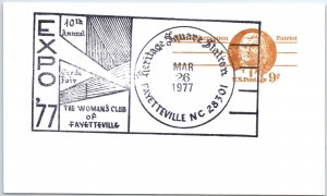 US SPECIAL EVENT POSTAL CARD THE WOMAN'S CLUB OF FAYETTEVILLE NC EXPO '77 TYPE 2