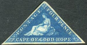 CAPE OF GOOD HOPE-1855-63 4d Blue.  A mounted mint example Sg 6a