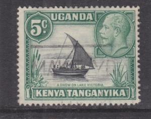 KENYA, UGANDA & TANGANYIKA, 1937 KGV 5c. Dhow, rope joined to sail, used.