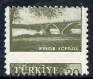 Turkey 1959-60 Euphrates Bridge 20k single with 6.5mm shi...