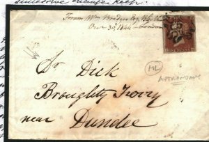 GB Cover HISTORIC LETTER SCIENCE ASTRONOMY Thomas Dick? 1d Red 1844 T31