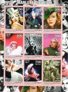 Somalia 2002 MARLENE DIETRICH German-American Actress Sheetlet (9) IMPERF.MNH