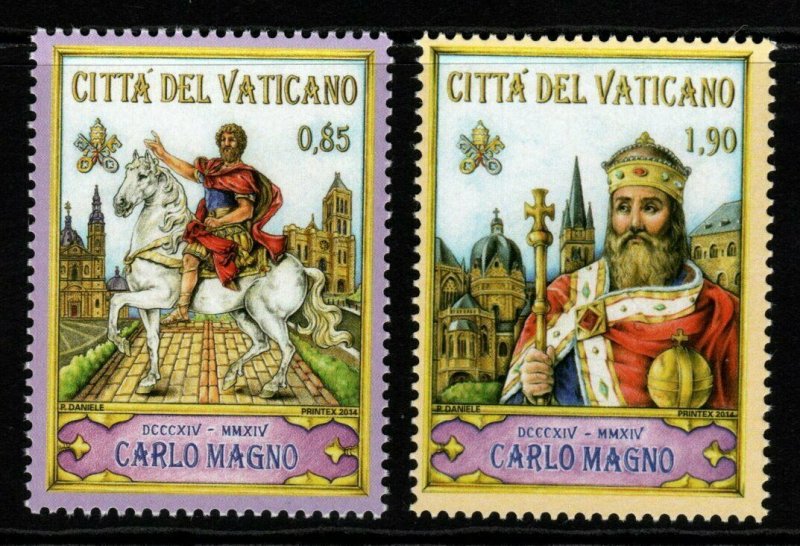 VATICAN CITY SG1726/7 2014 1200th DEATH ANNIV OF CHARLEMAGNE MNH 