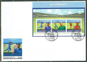 GUINEA 2013 CRICKET SACHIN TENDULKAR JACQUES KALLIS & BRIAN  LARA  SHEET FDC