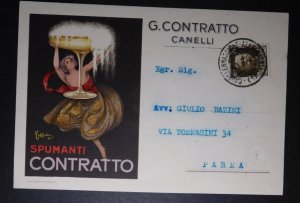 1934 Canelli Italy Advertising Postcard Cover To Parma Spumanti Contratto