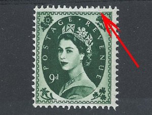 GB 1960 9d phos r11/11 broken frame variety unmounted mint single cat £25 - ni