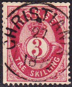 Norway #18 used w CHRISTIANIA 1872 pmk