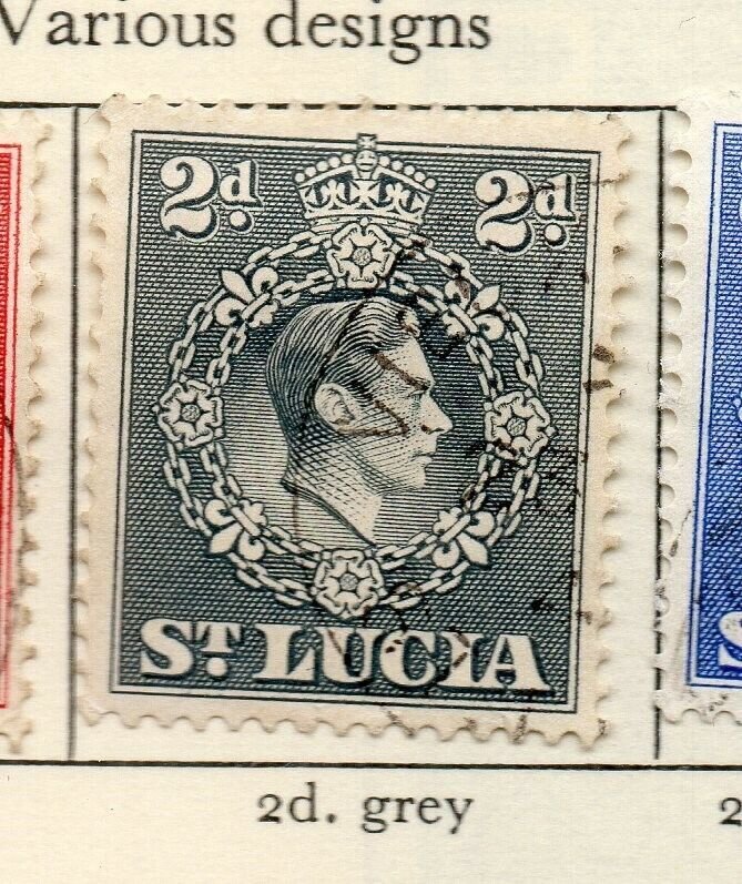 St Lucia 1938-48 GVI Early Issue Fine Used 2d. NW-154974 